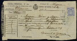 Cédulas personales de Joaquín de Yrízar Moya.