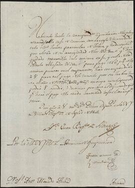 Comunicación de la Diputación de Guipúzcoa dirigida a Antonio María de Alcíbar.