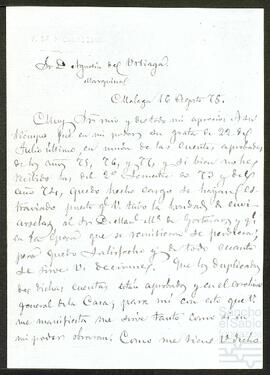 Carta de Francisco de Paula Campuzano dirigida a Agustín de Urtiaga y contestación a la misma.