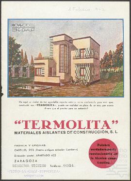 Folleto de la empresa Materiales Aislantes de Construcción S.L. sobre la Termolita.