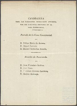 Candidatura para las elecciones municipales en Vergara.