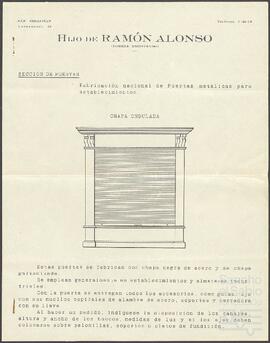 Folleto de la empresa Hijo de Ramón Alonso.