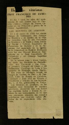 Recorte de un periódico con noticias sobre 'Los Montoya de Armiñón'.