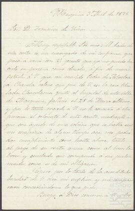 Carta de Úrsula de Lizundia dirigida a Francisco de Yrízar.
