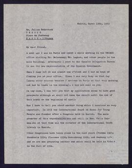 Correspondencia entre José Miguel de Azaola Urigüen y Julian Behrstock.