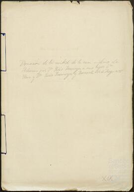 Aceptación de la cesión de la mitad de la casa molino de Acharán por parte de Luis Gonzaga Barnoya Berroeta.