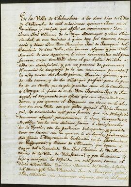 Obligación de pago otorgada por Juan José Clímaco de la Vega en favor de Francisco José de Jáuregui.