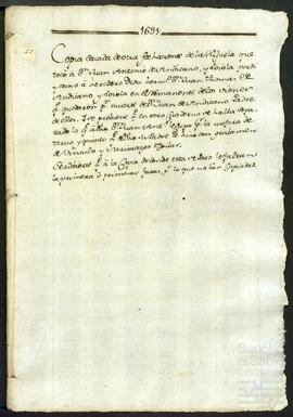 Hijuela de los bienes que quedaron por muerte de Juan de Andícano Celaa y que correspondían a Juan Antonio de Andícano Loyola.