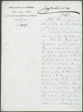 Oficios de la división de ferrocarriles de Barcelona del Cuerpo Nacional de Ingenieros dirigidos a Luis Barnoya Matlló.