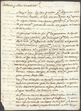 Carta de Ignacio de Jáuregui dirigida a Fermín José de Aizpuru.