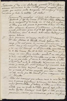 Instrucciones que Francisco Javier de Arcelus Urbistondo da a su apoderado José Ignacio de Larraza.