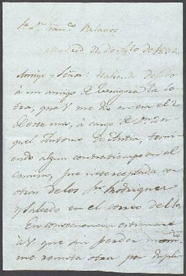 Carta de Julián de Egaña dirigida a Francisco Palacios.