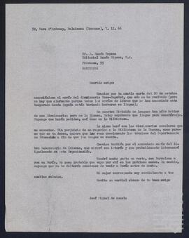 Correspondencia entre José Miguel de Azaola Urigüen y Joaquín Sopena.