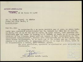 Correspondencia entre José Miguel de Azaola Urigüen y Antonio Andrés Martín.