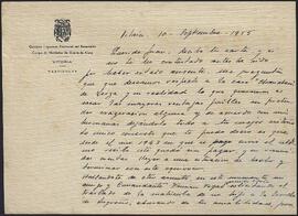 Carta de Babil de Aréizaga a Juan Olóriz.