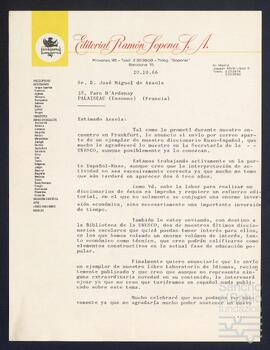 Correspondencia entre José Miguel de Azaola Urigüen y Joaquín Sopena.