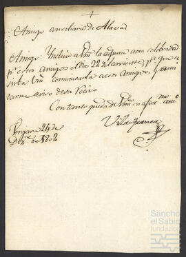 Cartas de Villafranca a Prudencio María de Verástegui Mariaca.