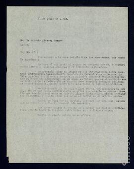 Correspondencia entre José Miguel de Azaola Urigüen y Antonio Álvarez Gazapo.
