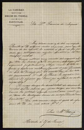 Carta de Luis María Bermejo a Francisca de Ampuero Jáuregui.