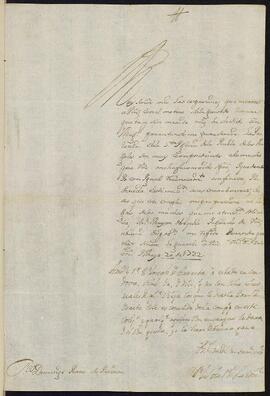 Carta de Juan Antonio de Lardizábal a Domingo Pérez de Yrízar Cataráin.