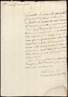 Carta de Antonio María de Alcíbar dirigida al Marqués de Murillo.