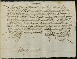 Obligación contraída por Juan de Albizu de pagar a Martín García de Irigoen unas mercancías de hierro platina que le había comprado para Cristóbal Hernández.