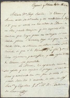Carta de Antonio de Larrea dirigida a Josefa Casilda de Mújica.