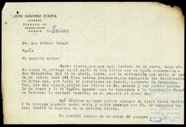 Correspondencia entre León Sánchez Cuesta y José Miguel de Azaola Urigüen.