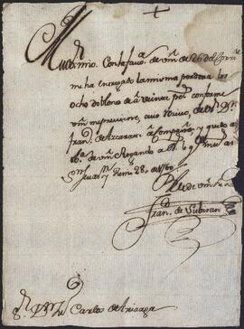 Carta de Francisco de Subirán a Juan Carlos de Aréizaga.