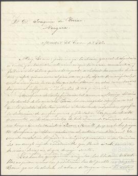 Carta de Manuel de la Concha dirigida a Joaquín de Yrízar.