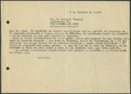 Carta de Luis de Yrízar Barnoya dirigida a Joaquín Bermejo.