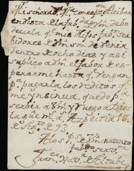 Carta de Francisco Javier de Altube dirigida a María Concepción de Alcíbar.