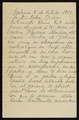 Carta a Pedro de Yrízar Ubillos acerca de lo abandonado que los colonos tienen el caserío Uribar.