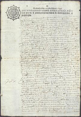 Requisitoria del alcalde de Murcia dirigida al alcalde de Huéscar para el cobro de cierta cantidad por parte de Francisco de Egaña.