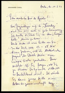 Correspondencia entre Johannes Thull y José Miguel de Azaola Urigüen.