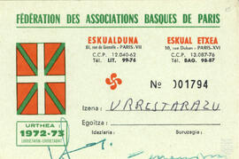 Fédération Des Associations Basques de París. 1972-73
