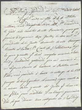 Carta de José Ramón de Mayora dirigida al administrador del Conde de Salvatierra.