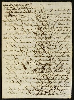 Carta de Juan Antonio de Andícano dirigida a Isabel María de Andícano.