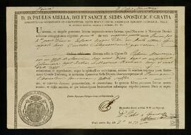 Certificación de tonsura de Félix Montoya Ramírez.