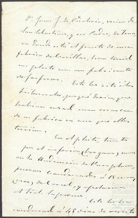 Nota sobre el juicio entre Juan J. de Oñativia, el padre del autor de la nota y un fabricante de fósforos.
