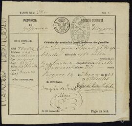 Cédulas de vecindad para cabezas de familia de Joaquín de Yrízar Moya.