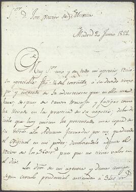 Carta de Manuel Martínez dirigida a José Javier de Mújica.