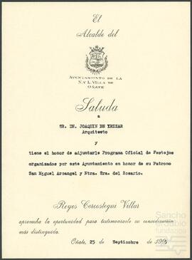 Programa de fiestas de Oñate de 1965.