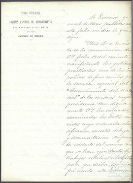 Oficio de Comisión Especial de Reconocimiento del material fijo y móvil de los Caminos de Hierro dirigido a Luis Barnoya.
