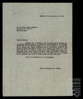 Correspondencia entre José Miguel de Azaola Urigüen y Rafael Chapa Galíndez.