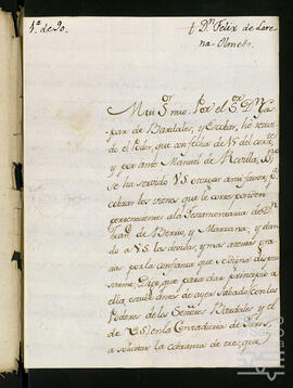Correspondencia por la administración de la testamentaría de Francisco de Berrio Marzana.