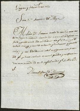 Carta de Manuel Fernández de Miñano dirigida a Francisco de Moya.