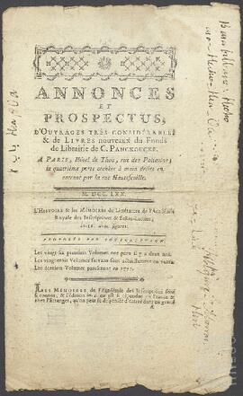 Folleto de la librería de C. Panckoucke.