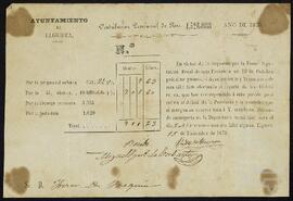 Avisos del Ayuntamiento de Elgueta a Joaquín de Yrízar Moya y a su hijo Pedro para el pago de las contribuciones.