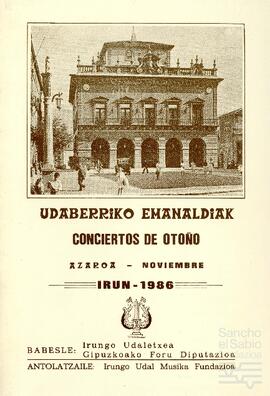 Programa de mano de los conciertos de otoño en Irún y de uno de ellos con obras de Jesús Guridi.
